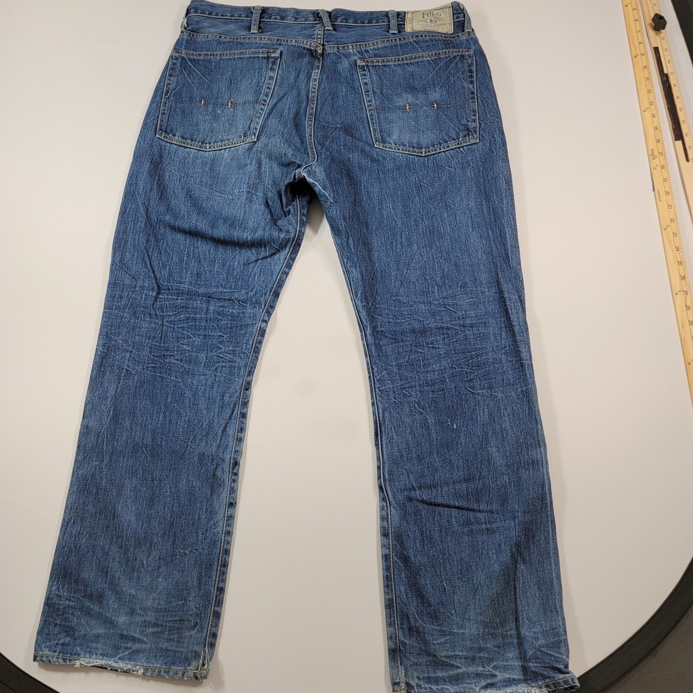 Polo Ralph Lauren Vintage 67‎ Jeans Mens 42x32 Blue Denim American Faded - Picture 3 of 14